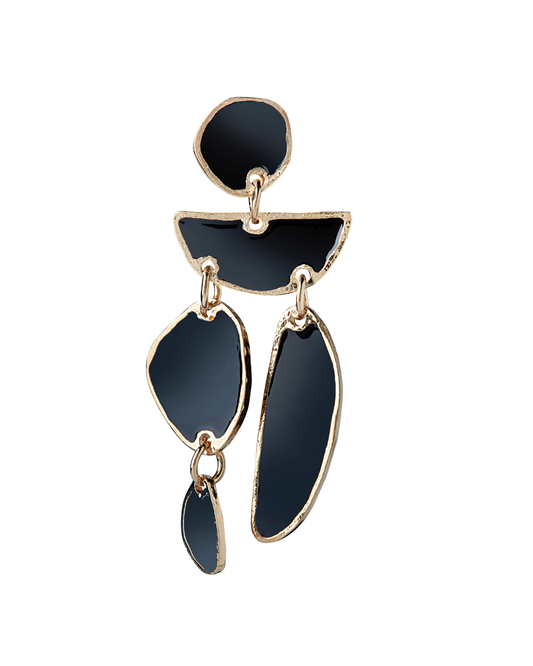 Boucles d'oreilles Ana en émail noir