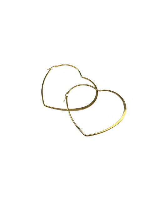 Boucles d'Oreilles Créoles Cœur XXL Acier Inoxydable