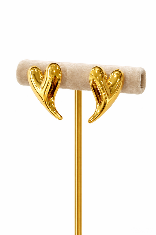 Boucles d'Oreilles Cœurs Organiques en Acier Inoxydable Doré