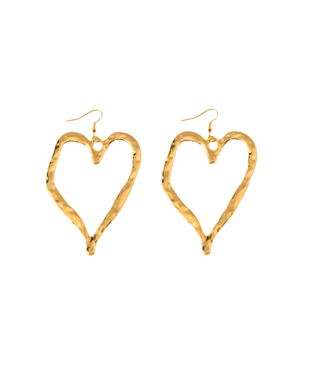 Boucles d'oreilles pendantes coeur martelé en laiton doré