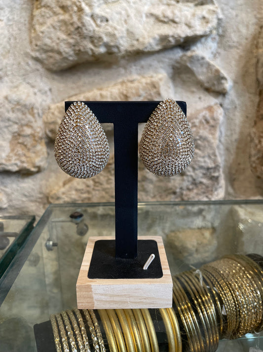 Boucles d'oreilles Théa en strass et laiton doré