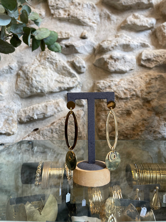Boucles d'oreilles longues pendantes anneaux en laiton doré