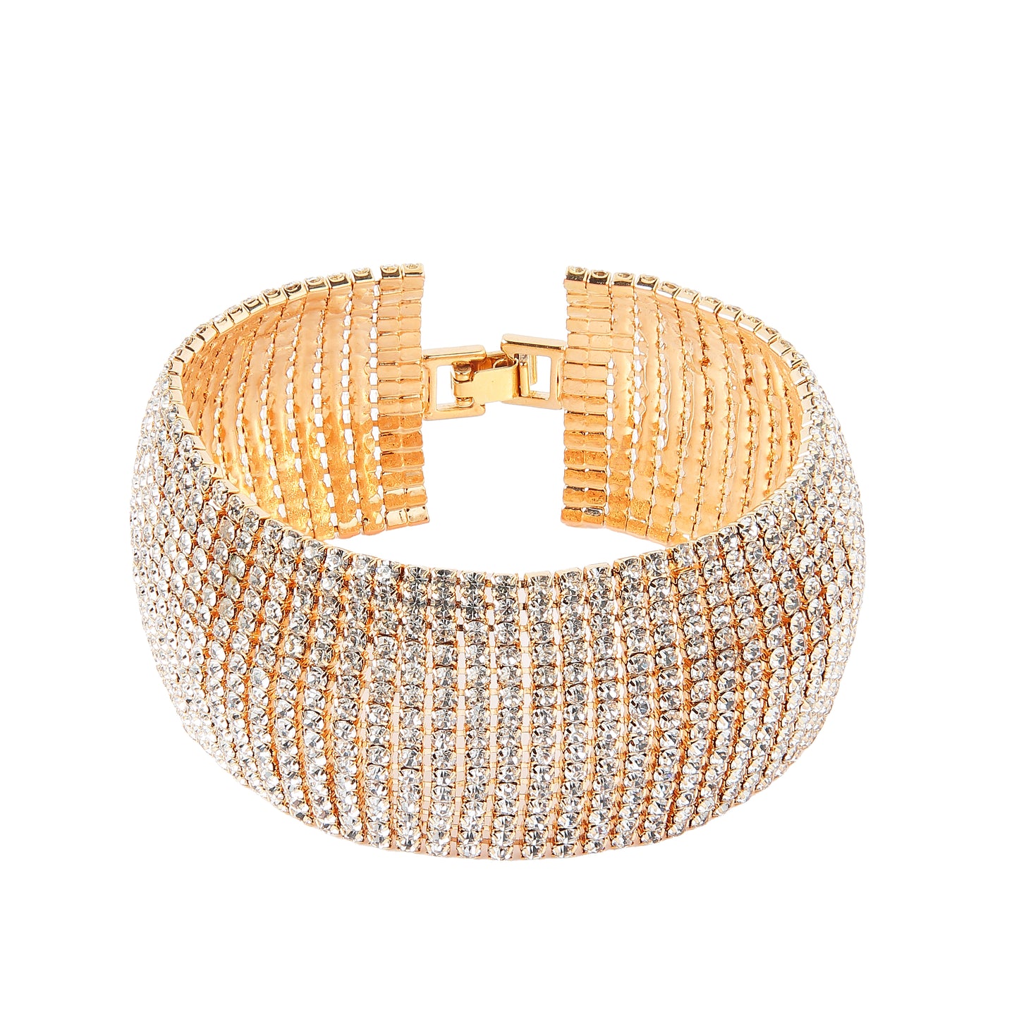 Bracelet manchette gold en strass