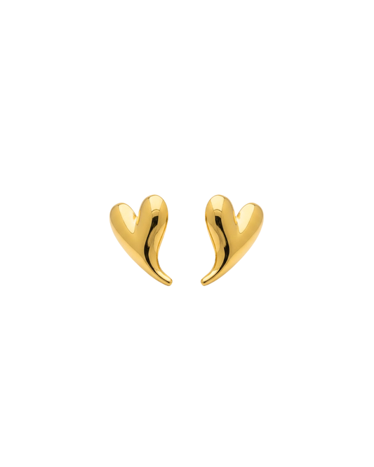 Boucles d'Oreilles Cœurs Organiques en Acier Inoxydable Doré