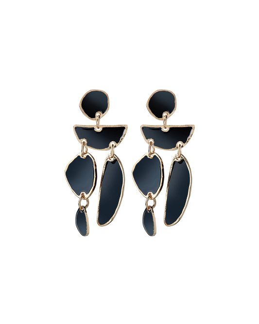 Boucles d'oreilles Ana en émail noir