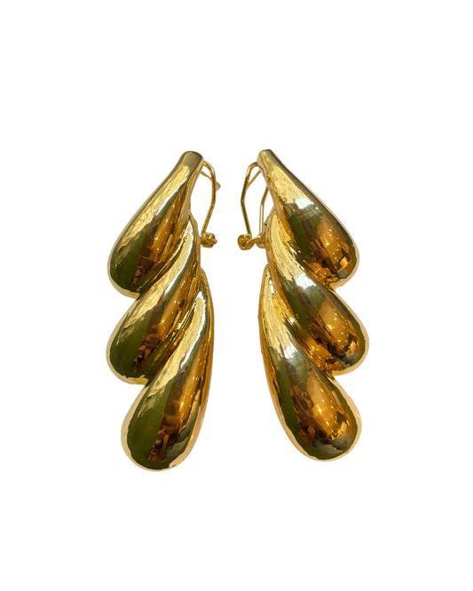 Boucles d'oreilles Mia en laiton doré soufflé