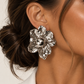 Boucles d'Oreilles Lila Fleur Argentée Martelée