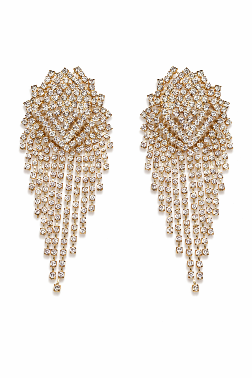 Boucles d'oreilles cascade longues à strass blancs