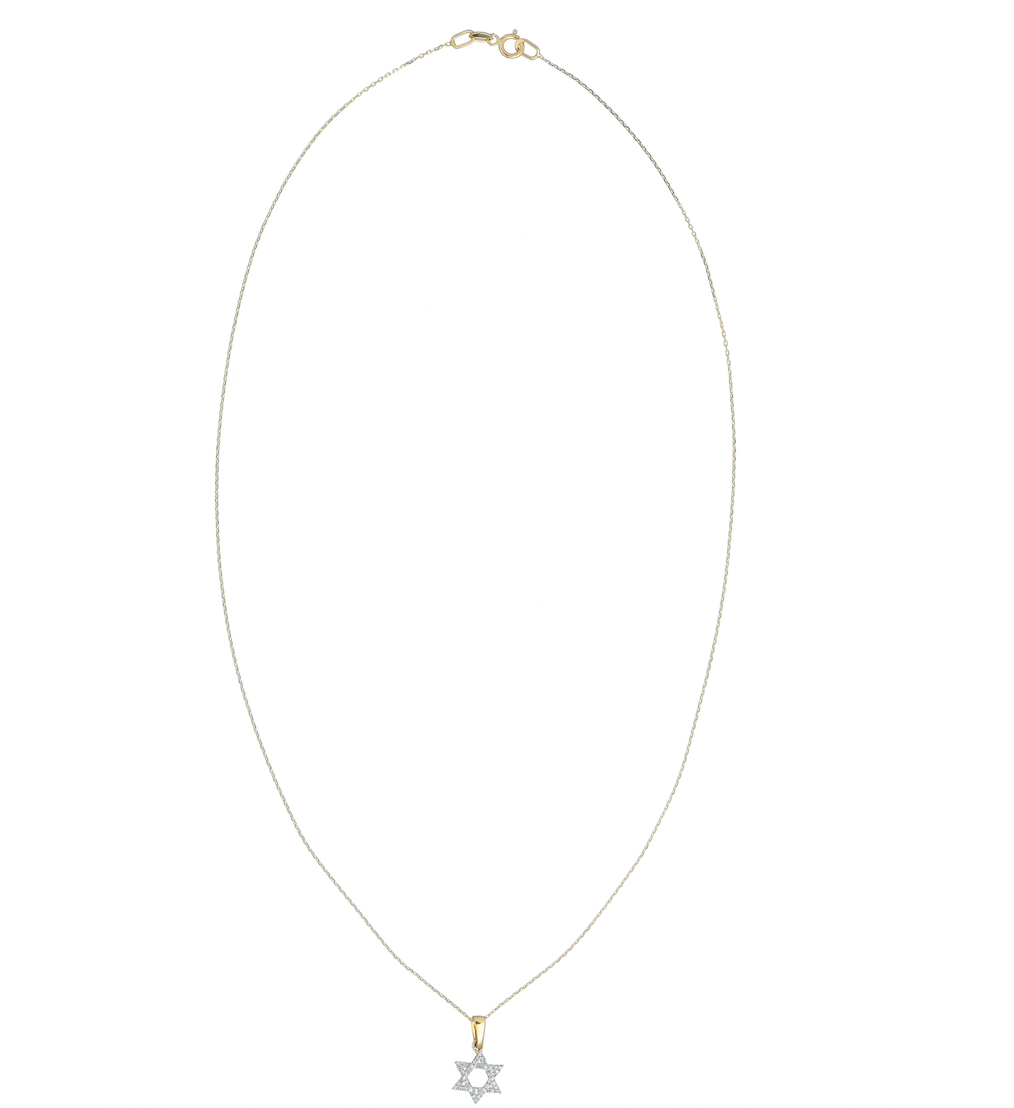 Collier en or 18 carats avec étoile pavé diamant véritable