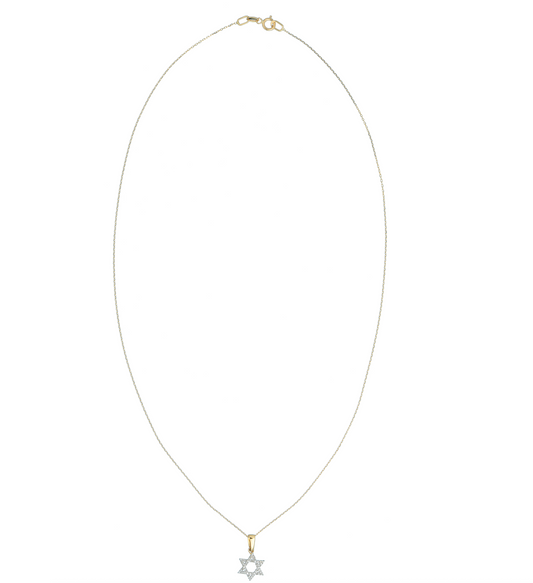 Collier en or 18 carats avec étoile pavé diamant véritable