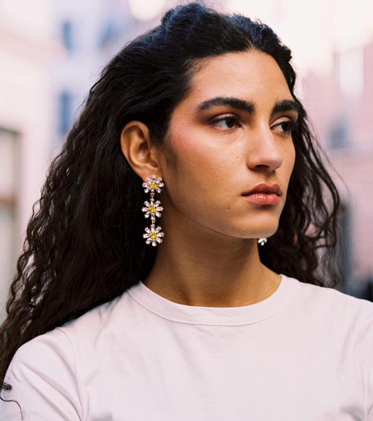 Boucles d'oreilles Margot fleurs à strass