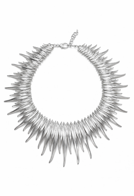 Collier Ras de cou soleil en laiton argent brossé