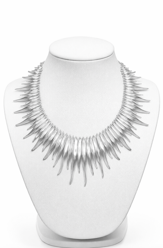 Collier Ras de cou soleil en laiton argent brossé