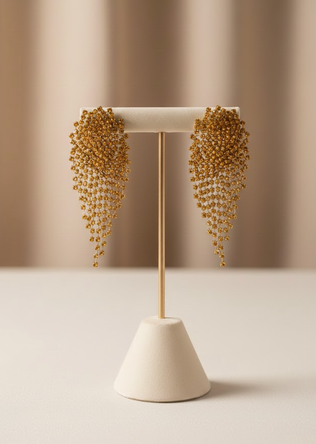 Boucles d'oreilles cascade longues à strass ambre