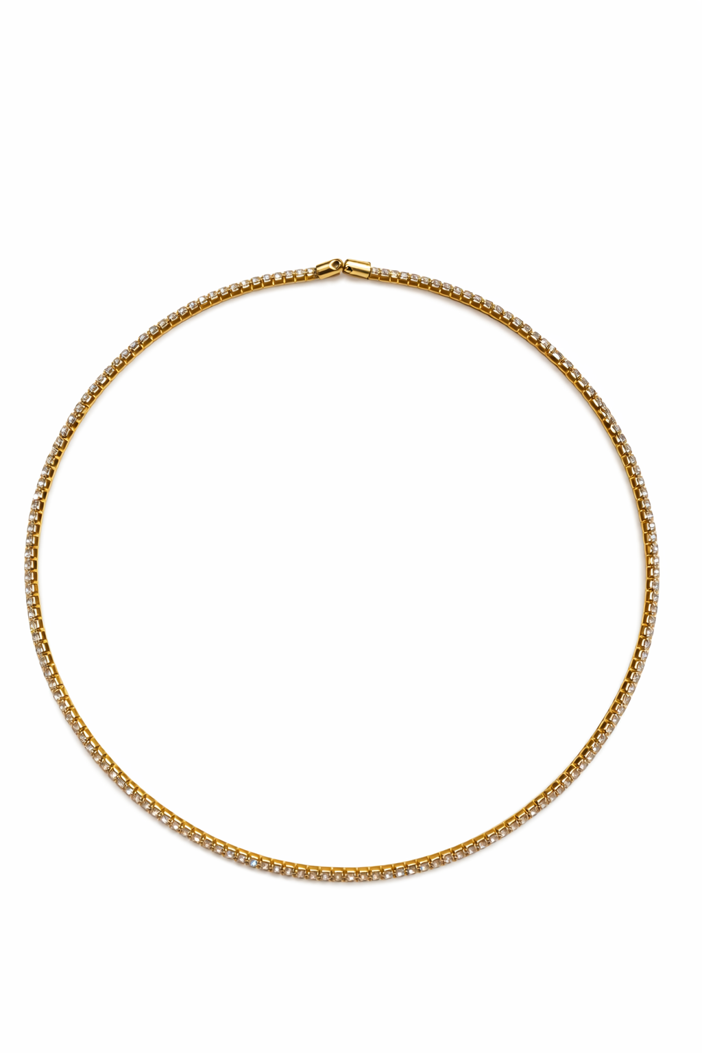 Collier Ras de Cou doré avec strass zirconiums