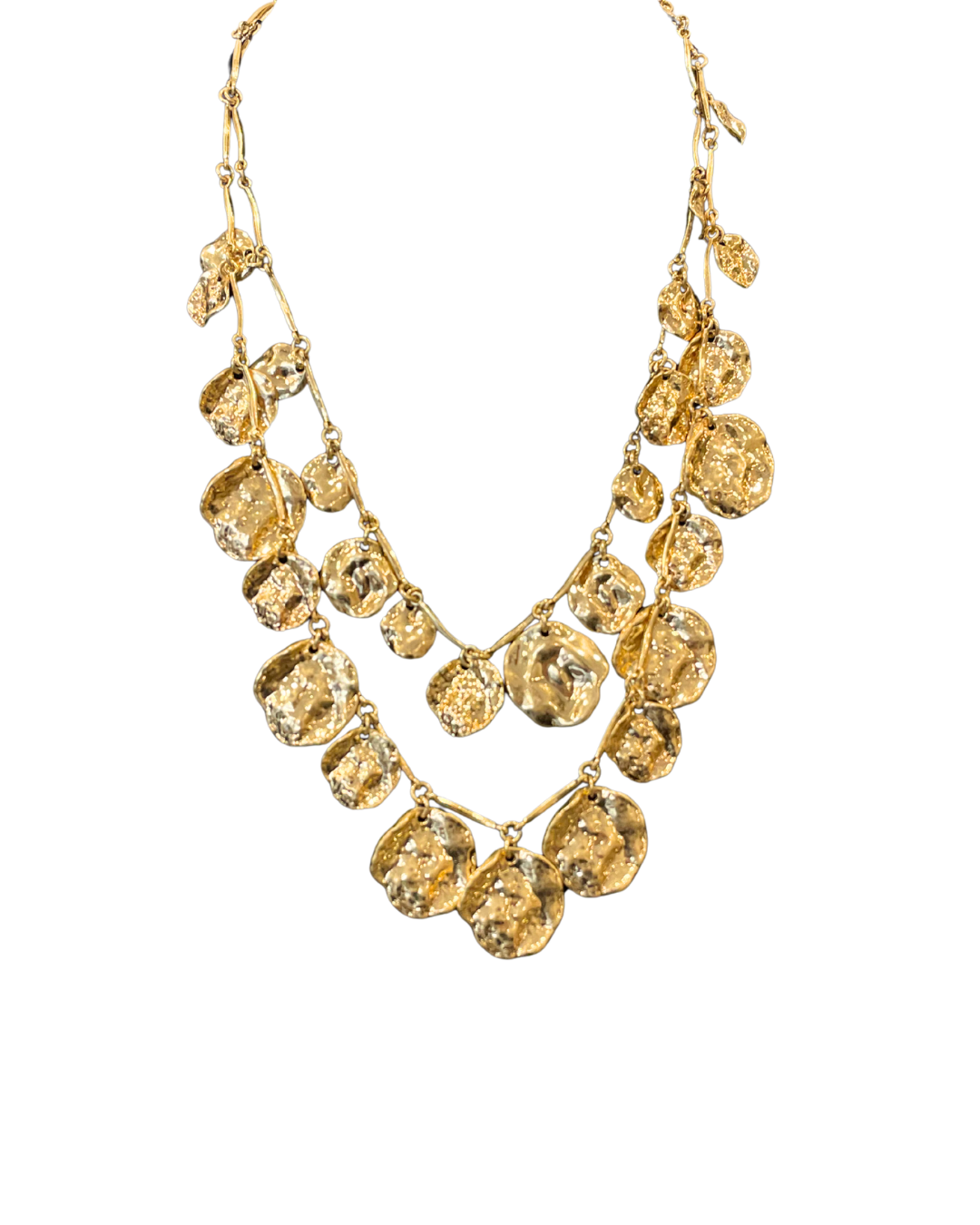 Collier double rang avec pièces breloques en laiton doré