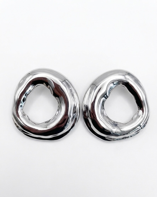 Boucles d'oreilles Elia en laiton argenté