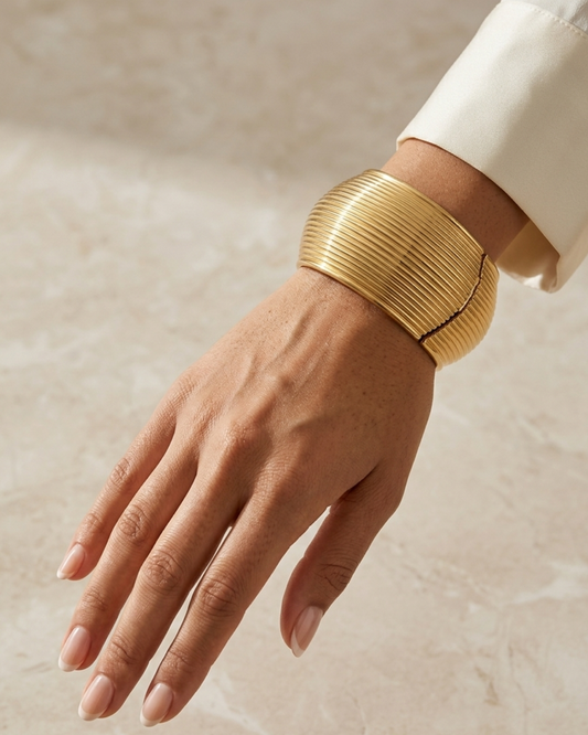 Bracelet Jonc Manchette Strié Zoé
