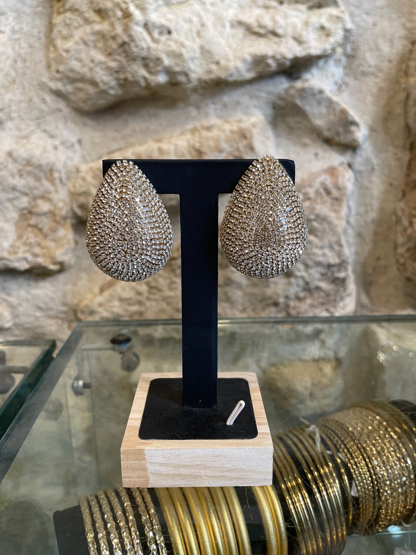 Boucles d'oreilles Théa en strass et laiton doré
