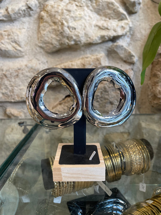 Boucles d'oreilles Elia en laiton argenté