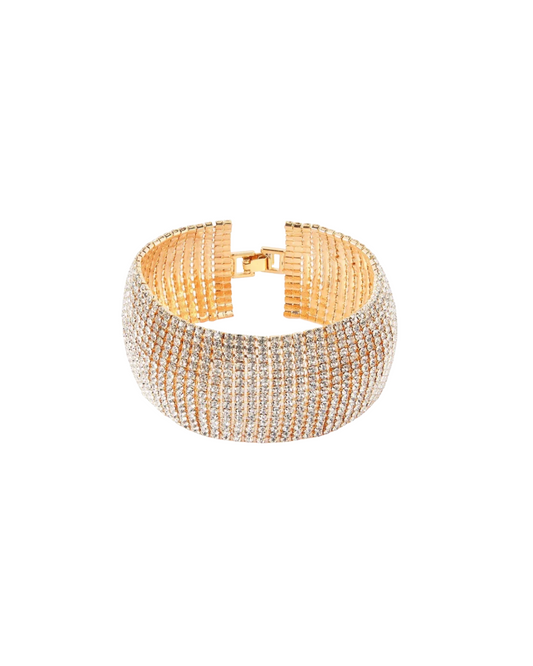 Bracelet manchette gold en strass
