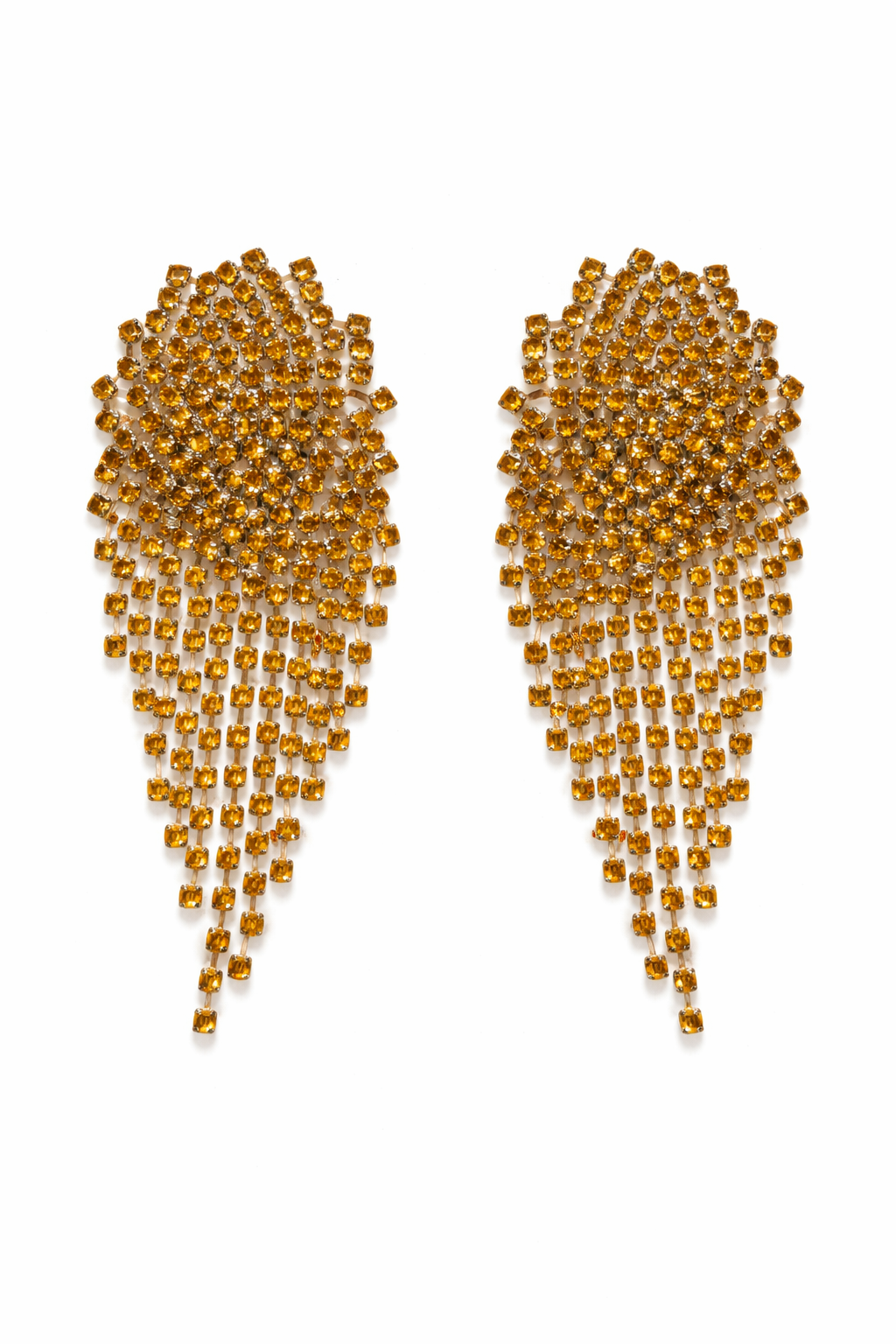 Boucles d'oreilles cascade longues à strass ambre