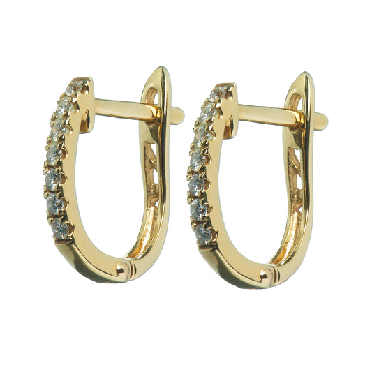 Créoles ovales en or jaune 18 carats avec rangées de diamants