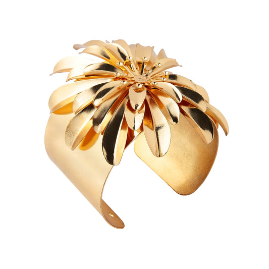 Manchette XXL Flora en laiton doré